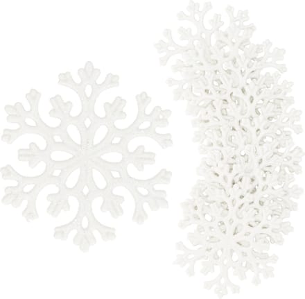 Springos Kersthanger | Sneeuwvlok | Wit | Glitter | Kunststof | 8 cm | 8 Stuks