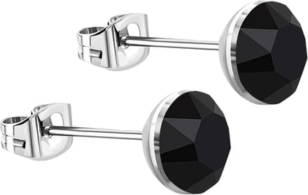 Aramat Jewels - Zwarte kristal oorbellen RVS - mini oorstuds 3mm