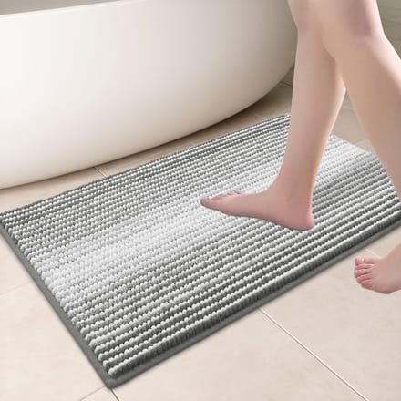 Zachte Grijze Chenille Badmat - Absorberend en Antislip, 50 x 80 cm