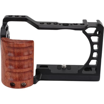 Camera Kooi van Aluminiumlegering met Houten Handvat Beschermframe met Cold Shoe Interface voor A6400 brown