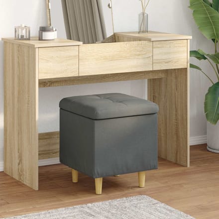 vidaXL - Ottoman - met - opslag - Donkergrijs - 40 - x - 40 - x - 45 - cm - Stof