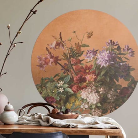 Behangcirkel 100cm Studio Wallz - Bloemen stilleven mix terra
