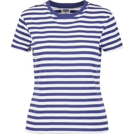 Urban Classics - Regular Striped Dames T-shirt - XL - Wit/Blauw