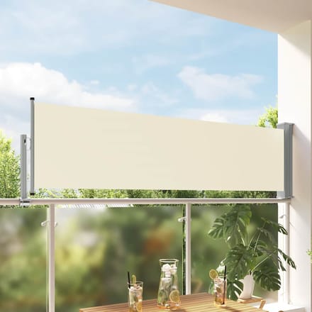 Tonnelle Latérale Rétractable pour Terrasse, 80 x 300 cm, Crème