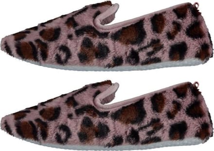Pantoffels - Sloffen dames - Laag - Panterprint - Roze | 37/38