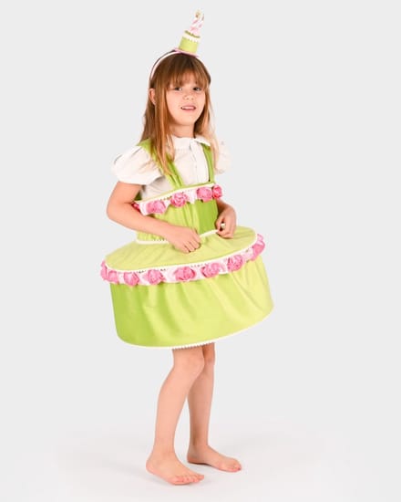Den Goda Fen Verkleedkledij Cake Jurk met diadeem - 110-116cm - 4-6 jaar