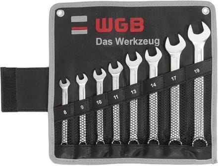 Ringsteeksleutel set 15° 8t/m19mm in roltas 8delig WGB
