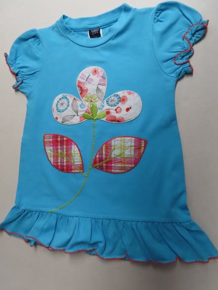 T shirt korte mouw - Meisjes - Blauw - Bloem - 2 jaar 92