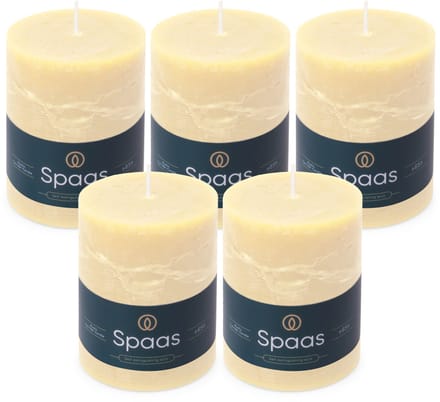 Spaas Rustieke Stompkaarsen - Ivoor – 80/110mm - circa 65 uur - 5 kaarsen