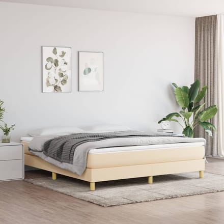vidaXL - Boxspring - bed - stof - crèmekleurig - 180x200 - cm