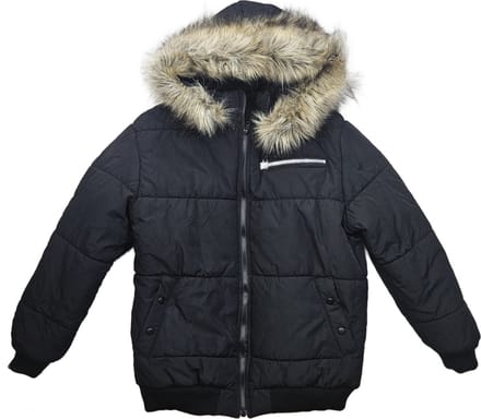 Winterjas - Maat L - Heren jas met grote bontkraag (imitatiebont) gewatteerd