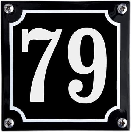Zwart emaille huisnummer  - 79
