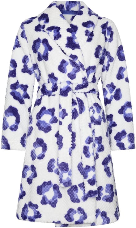 Rebelle - Badjas - Leopard Lilac - Wit/Paars - Fleece - Maat M