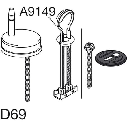 Pressalit universal flex hinge D69 with tilt anchor for toilet seat Calmo D69999