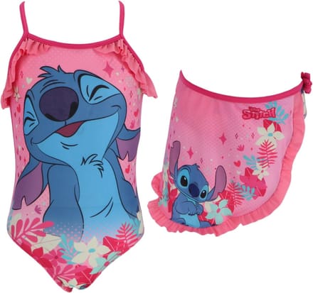 Lilo & Stitch Badpak met Sarong - Maat 122/128 - Roze - Bikini Meisjes