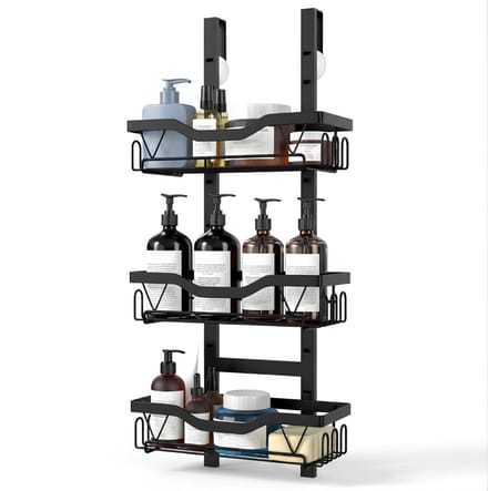 DnA® Doucherek - Doucherek Zonder Boren - Doucherek Hangend - Telescopisch Doucherek - Zwart - 17cm x 29cm x 62cm