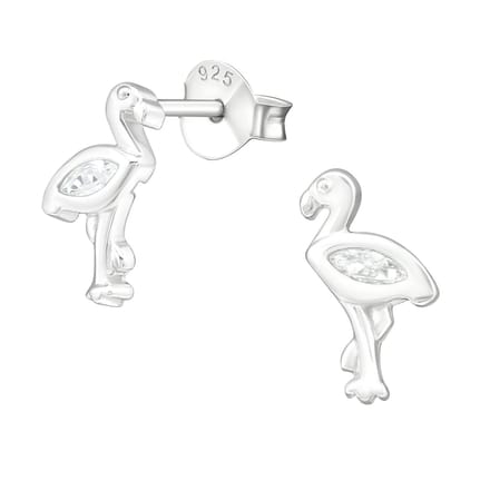 Princess Oorbellen Flamingo - 925 Zilver E-Coating - Dier - 10x6mm