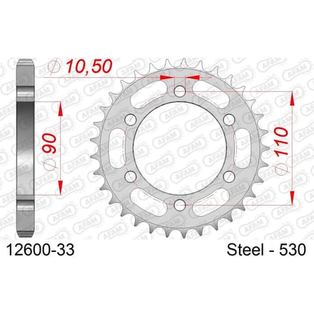 Stalen tandwiel Afam 530 33 dents