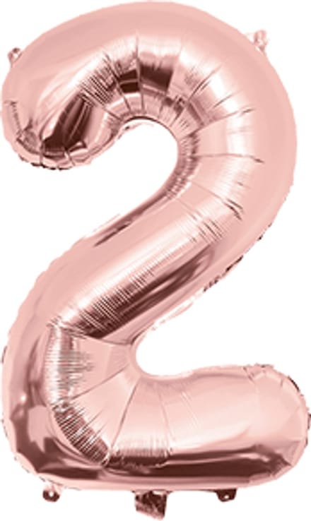 Cijfer ballon | Folieballon | Afmeting: 40cm | Kleur: Rose goud | Cijfer: 2