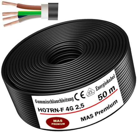 Rubberen Energiekabel 4G2,5 mm2 50 meter | Flexibele Stroomkabel voor Bouwplaats