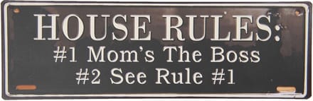 Clayre & Eef Tekstbord 39x13 cm Zwart Metaal Rechthoek House Rules Wandbord