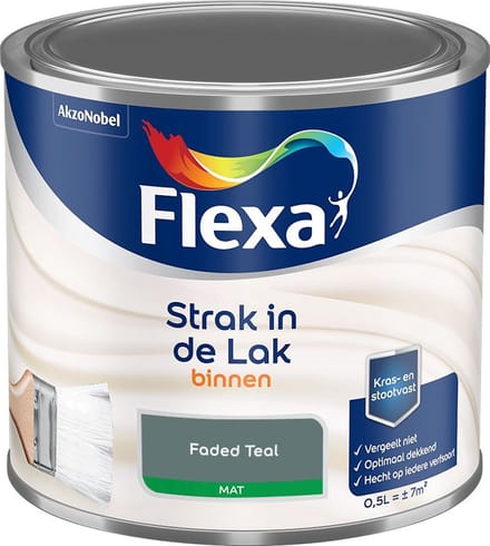 Flexa - Strak In De Lak Binnenlak Mat - Faded Teal - Mengverf - 500 Ml
