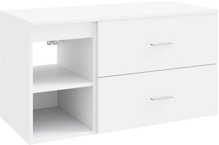 vidaXL - Badkamermeubel - Set - 2 - st - Wit - Bewerkt - hout