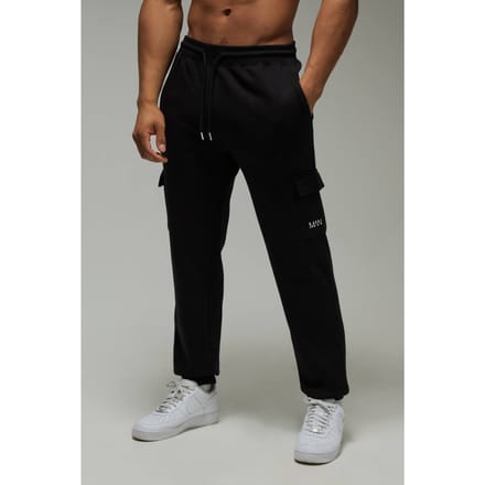 Men's Active Regular Fit Cargo Jogger | Black | Size XL