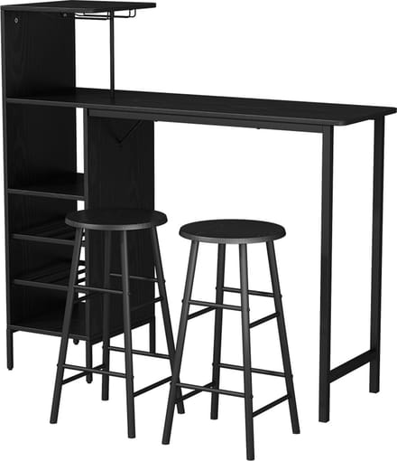 Vicco Naila Bartafelset – 121.5 x 40 cm met 2 krukken Zwart