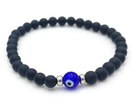 No Evil armband Evil Eye met zwarte matte natuursteen kralen