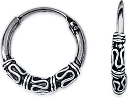 Amanto Oorbellen Finet S - 925 Zilver Geoxideerd - Bali - 3mm - ∅15mm