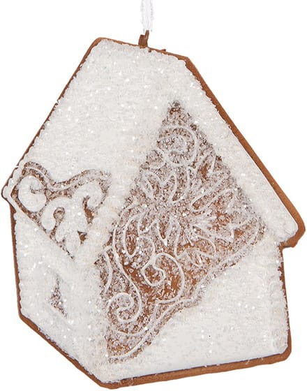 Clayre & Eef Kersthanger Gingerbread house 9x1x10 cm Wit Kunststof