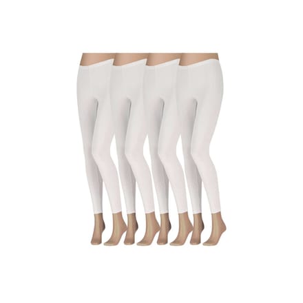 Legging Dames - Katoen - 4-Pack - Wit / S/M
