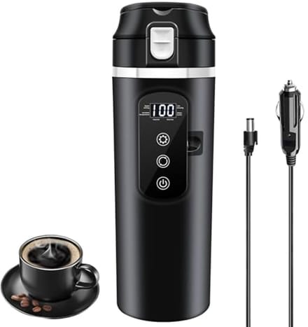 Draagbare elektrische waterkoker voor auto, 400ml met temperatuurcontrole en lekvrij ontwerp