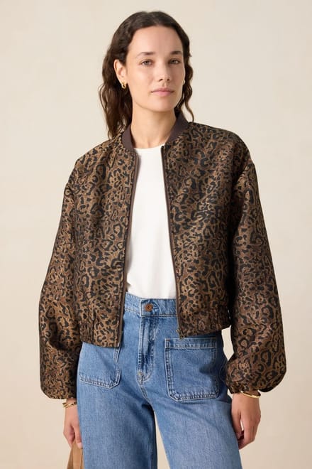 Sissy-Boy - Donkerbruin bomber jack met leopard print
