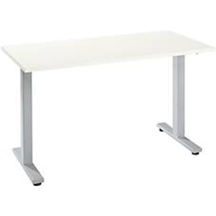 Bureau Start Off Home Office, B 1300 x D 650 x H 735 mm, T-voet, wit/blank aluminiumkleurig