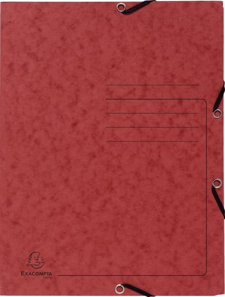 Exacompta 25x Bedrukte Elastomappen met klep - glanskarton 355g/m2 - A4 - Rood - 55405E