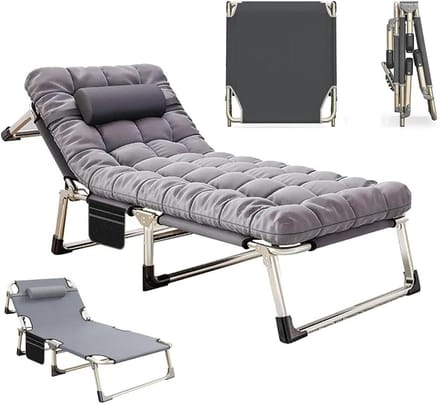 Camping Bed - Opvouwbaar Bed - Buiten Ontspannen - Ergonomisch Ontwerp - 190cm Lengte - Grijs