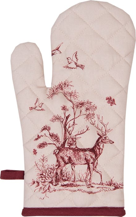 Clayre & Eef Ovenwant 18x30 cm Wit Roze Katoen Rendier