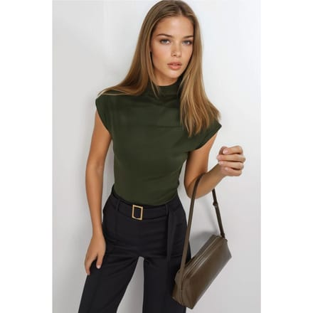 Aansluitende Mock Neck Kapmouw Gebreide Blouse