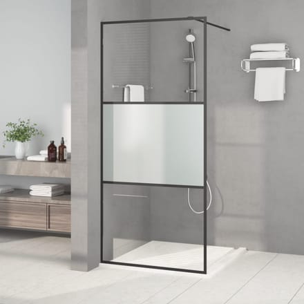 vidaXL - Inloopdouchewand - 90x195 - cm - halfmat - ESG-glas - zwart