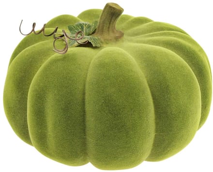 Decoratieve pompoen flocked mosgroen 32cm
