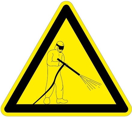 Waarschuwingsbord hogedrukspuit - kunststof 100 mm
