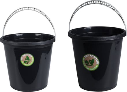 Set van 2x Storage Solutions huishoud emmers - 5 en 10 liter - kunststof - zwart