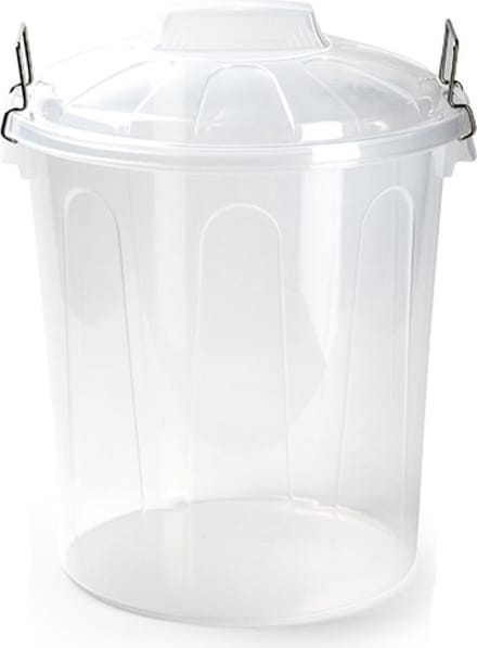 Plasticforte afvalemmer - transparant - 21L - kunststof - H42 cm - met deksel - prullenbak/afvalbak