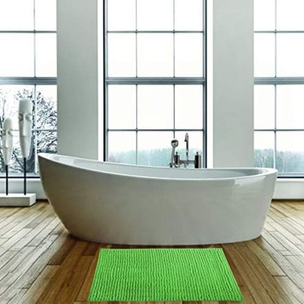 Badkamertapijt, set van 2, douchemat, chenille, hoogpolig, badmat, 40 x 60 cm en 60 x 90 cm, basilicum