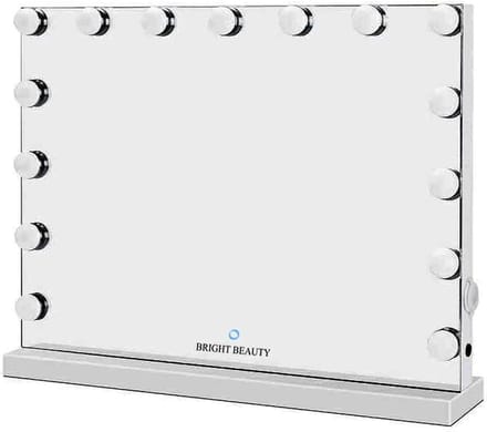 hollywood make up spiegel met verlichting - 58 cm x 43 cm - zonder rand - drie lichtstanden - wit