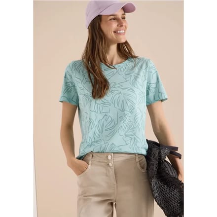 Shirt met ronde hals en bladprint