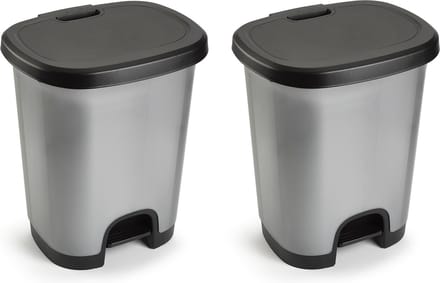 PlasticForte Pedaalemmer - Set van 2x stuks - 27L - 38 x 32 x 45 cm - prullenbak