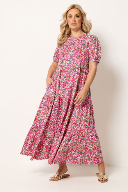 Yours Roze Zomerjurk Met Bloemenprint Size 48
